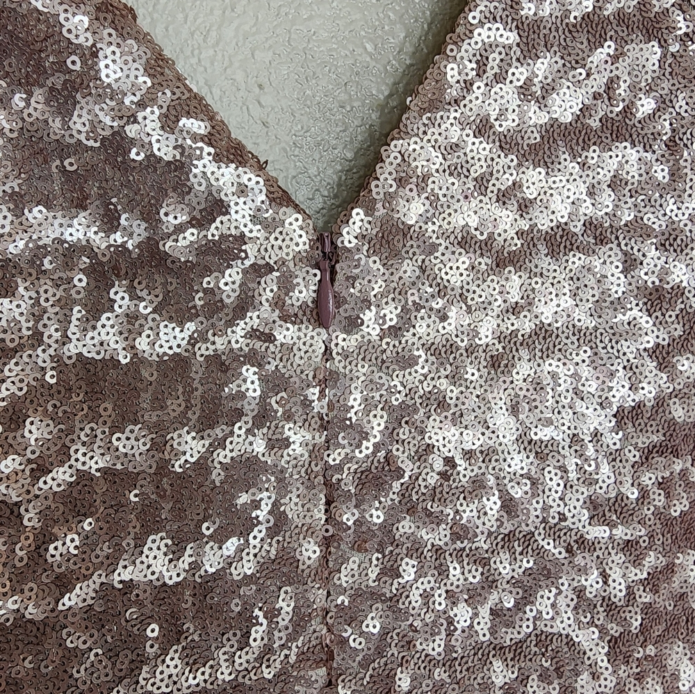 Dress The Population Zoe Sequin Dress In Taupe - Picture 6 of 12